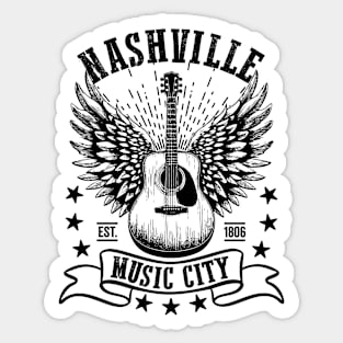 Nashville: Music City - Vintage Acoustic Guitar Sticker